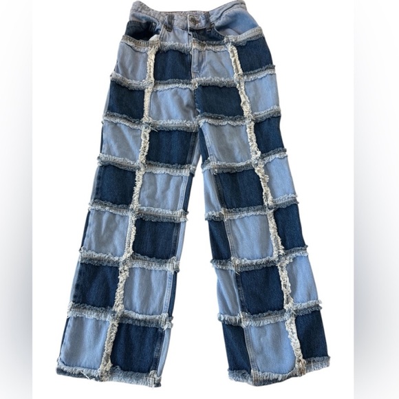 NWT-THE RAGGED PRIEST SZ 28W STRAIGHT LEG JEAN Blue Muse PATCHWORK,EXPOSED SEAMS - Picture 5 of 6